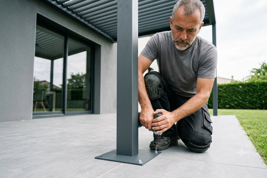 Les lames orientables en aluminium d une pergola bioclimatique